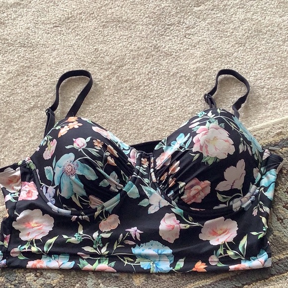Kenneth Cole Reaction bikini top size L black floral bottom L Mossimo bl… - Picture 3 of 12